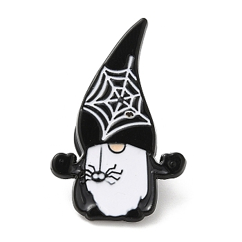 Halloween Theme Alloy Enamel Brooch, Dwarf Pin for Backpack Clothes, Spider, 30x19x1.5mm