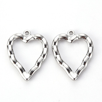 304 Stainless Steel Open Back Bezel Pendants, For DIY UV Resin, Epoxy Resin, Pressed Flower Jewelry, Heart, Stainless Steel Color, 26.5x20.5x3mm, Hole: 1.6mm