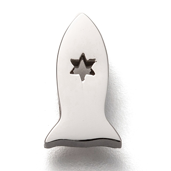 304 Stainless Steel Slide Charms, Fish with Hollow Star, Stainless Steel Color, 13x12.5x3.5mm, Hole: 8x1.5mm