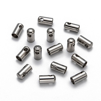 304 Stainless Steel Cord Ends, Tube, Stainless Steel Color, 10x5mm, Hole: 2mm and 4mm, Inner Diameter: 4.5mm