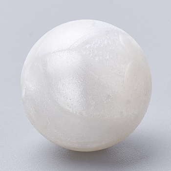 Food Grade Eco-Friendly Silicone Beads, Round, Snow, 12mm, Hole: 2mm