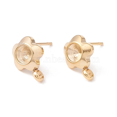 Real 24K Gold Plated Flower 304 Stainless Steel Stud Earring Findings