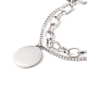 304 Stainless Steel Chain Multi-strand Bracelet with Flat Round & Heart Charms for Women(STAS-P304-31P)-2