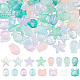 Aricraft 128 pièces 4 couleurs 4 styles thème océan perles de verre peintes par pulvérisation transparentes(GLAA-AR0001-46)-1