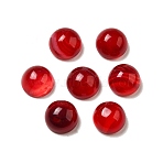 Natural Banded Agate Cabochons, Dyed and Heated, Flat Round, Dark Red, 8x3~4.5mm(G-E492-H-31)