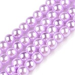 Baking Paint Glass Pearl Bead Strands, Pearlized, Round, Lilac, 3~4mm, Hole: 0.5mm, about 195pcs/strand, 23.6 inch(X1-HY-Q003-3mm-47-A)
