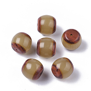Resin Beads, Imitation Goat Cavel, Barrel, Dark Khaki, 12.5x13.5mm, Hole: 1.5mm(RESI-T039-026)