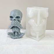 Halloween Theme DIY Candle Silicone Molds, Resin Casting Molds, For UV Resin, Epoxy Resin Jewelry Making, Skull, White, 108x70x65mm, Inner Diameter: 36x30mm(DIY-C032-07)