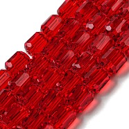 Glass Beads Strands, Faceted Barrel, Red, 7x6mm, Hole: 1mm, about 78~79pcs/strand, 21.26~21.46 inch(54~54.5cm)(GLAA-G112-01C)