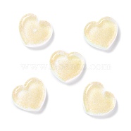 Transparent Resin Cabochons, with Glitter, Heart, Lemon Chiffon, 18x19.5x6.5mm(CRES-P019-04H)