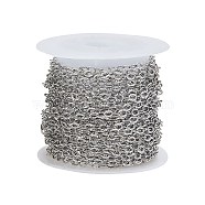 304 Stainless Steel Textured Cable Chains, Soldered, with Spool, Knurling, Stainless Steel Color, 3.5x2.5x0.4mm, 5m/roll(CHS-CJ0001-04P)