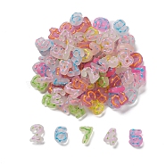 Transparent Frosted Acrylic Beads, with Enamel, Number, Mixed Color, 24~26x17~22x9~11mm, Hole: 2.5mm(OACR-K004-13)