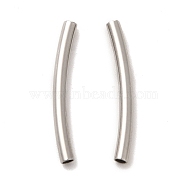 304 Stainless Steel Tube Beads, Curved Tube, Stainless Steel Color, 20x2mm, Hole: 1.5mm(STAS-M308-01G)
