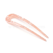Cellulose Acetate(Resin) Hair Forks, U-shaped, Salmon, 110x28x3mm(OHAR-C005-01D)