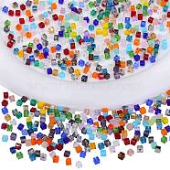 2 Bags Imitation Artificial Crystal Glass Beads, Faceted Cube, Mixed Style, Mixed Color, 3x3x3mm, Hole: 0.9mm, about 100pcs/bag(GLAA-SZ0001-95A-10)