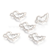 201 Stainless Steel Charms, Laser Cut, Map, Stainless Steel Color, 12.2x7.5x0.6mm, Hole: 1.4mm(STAS-H143-09P)