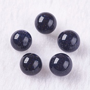 Synthetic Blue Goldstone Beads, Half Drilled, Round, 6mm, Hole: 1mm(X-G-K275-25-6mm)