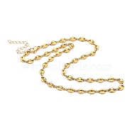 304 Stainless Steel Coffee Bean Chain Necklaces, with Lobster Claw Clasps, Golden, 17.72 inch(45cm)(NJEW-JN03046)
