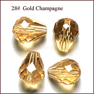 Imitation Austrian Crystal Beads, Grade AAA, Faceted, Drop, Gold, 8x10mm, Hole: 0.9~1mm(SWAR-F062-10x8mm-28)