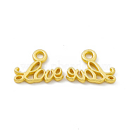Rack Plating Alloy Charms, Cadmium Free & Lead Free & Nickle Free, Word Love Charm, Matte Gold Color, 10x13x1.5mm, Hole: 1.8mm(FIND-G045-17MG)