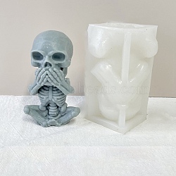 Halloween Theme DIY Candle Silicone Statue Molds, Portrait Sculpture Resin Casting Molds, For UV Resin, Epoxy Resin Jewelry Making, Skull, White, 108x70x65mm, Inner Diameter: 36x30mm(DIY-C032-07)