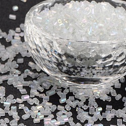 11/0 Two Cut Glass Seed Beads, Hexagon, Clear, Size: about 2.2mm in diameter, about 37500pcs/Pound(CSDB1161)