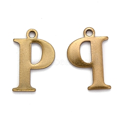 304 Stainless Steel Alphabet Charms, Antique Bronze, Letter.P, 12.5x8x1mm, Hole: 1mm(STAS-H122-P-AB)
