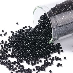 TOHO Round Seed Beads, Japanese Seed Beads, (49) Opaque Jet, 11/0, 2.2mm, Hole: 0.8mm, about 1103pcs/10g(X-SEED-TR11-0049)