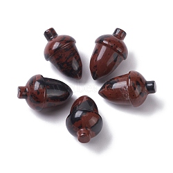 Natural Mahogany Obsidiane Beads, No Hole/Undrilled, for Wire Wrapped Pendant Making, Filbert, 27.5~30x18~19.5mm(G-F711-19)
