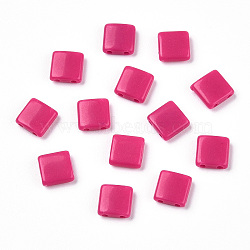 Opaque Acrylic Slide Charms, Square, Cerise, 5.2x5.2x2mm, Hole: 0.8mm.(OACR-Z010-01R)