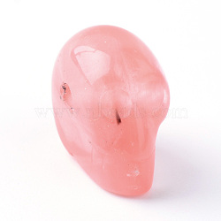 Cherry Quartz Glass Beads, Skull, 15~17x19~22x9~13mm, Hole: 3~4mm(G-R398-04)