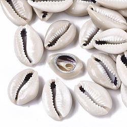 Natural Cowrie Shell Beads, No Hole/Undrilled, Linen, 22~28x16~19x8~9mm(X-SSHEL-N034-33)
