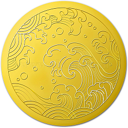 Self Adhesive Gold Foil Embossed Stickers, Medal Decoration Sticker, Wave Pattern, 5x5cm(DIY-WH0211-180)