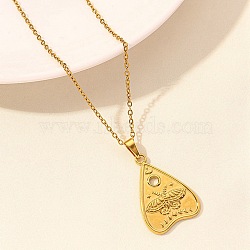 Love Heart Stainless Steel Pandant Necklace, Golden, Beetle, 15.75 inch(40cm)(PW-WG59510-05)