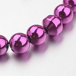 Non-magnetic Synthetic Hematite Bead Strands, Spray Painted, Round, Magenta, 6mm, Hole: 1mm, about 72pcs/strand, 15.7 inch(G-F301-6mm-03)