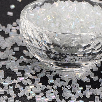11/0 Two Cut Glass Seed Beads, Hexagon, Clear, Size: about 2.2mm in diameter, about 37500pcs/Pound
