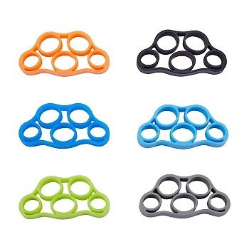 6Pcs 6 Colors Silicone Hand Grip Strengthener, Finger Exerciser, Grip Strength Trainer, Mixed Color, 44x77.5x11mm, Hole: 12x14mm and 15x17mm, 1pc/color