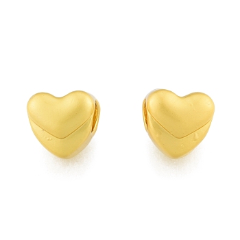 Alloy European Beads, Large Hole Beads, Matte Style, Heart, Matte Gold Color, 10x10x9mm, Hole: 5mm