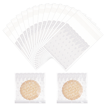 OPP Cellophane Self-Adhesive Cookie Bags, for Baking Packing Bags, Rectangle with Lace Pattern, White, 81x55x0.1mm, about 100pcs/bag