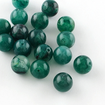 Round Imitation Gemstone Acrylic Beads, Teal, 12mm, Hole: 2mm, about 520pcs/500g