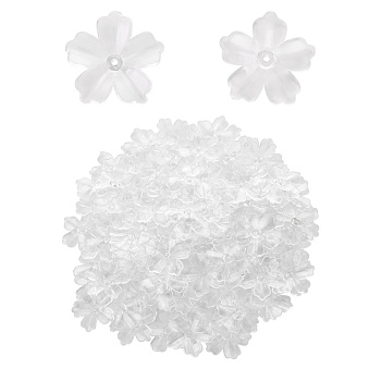 Flower Acrylic Beads, Transparent Clear Flower Bead Caps, Clear, 29x6mm, Hole: 2mm, about 100pcs/bag