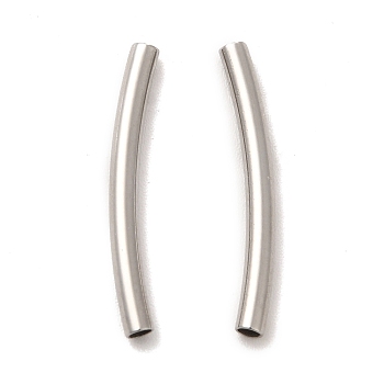 304 Stainless Steel Tube Beads, Curved Tube, Stainless Steel Color, 20x2mm, Hole: 1.5mm