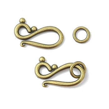 Tibetan Style Toggle Clasp, Zinc Alloy Toggle Clasp, Lead Free, Cadmium Free and Nickel Free, Antique Bronze, Hook: 12mm wide, 20.5mm long, Eye: about 7.5mm in diameter, hole: 5mm