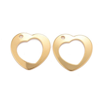 201 Stainless Steel Pendants, Heart, Real 24k Gold Plated, 20x21x1mm, Hole: 1.8mm