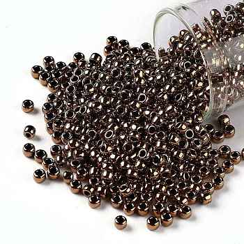 TOHO Round Seed Beads, Japanese Seed Beads, (221) Bronze, 8/0, 3mm, Hole: 1mm, about 222pcs/bottle, 10g/bottle