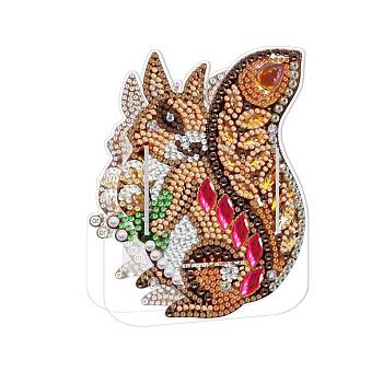5D DIY Squirrel Pattern Animal Diamond Painting Pencil Cup Holder Ornaments Kits, with Resin Rhinestones, Sticky Pen, Tray Plate, Glue Clay and Acrylic Plate, Squirrel Pattern, 139x104.5x2mm
