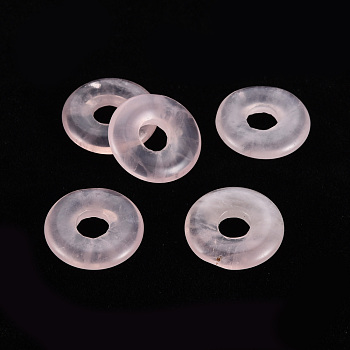 Natural Rose Quartz Pendants, Donut/Pi Disc, 18x4.5~5.5mm, Hole: 5.5mm