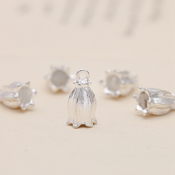 Alloy Flower Charms, for Hair Sticks Hairpin Making, Silver, 16x7mm
