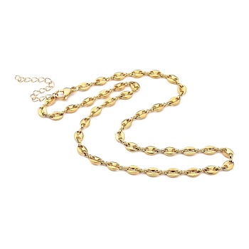 304 Stainless Steel Coffee Bean Chain Necklaces, with Lobster Claw Clasps, Golden, 17.72 inch(45cm)
