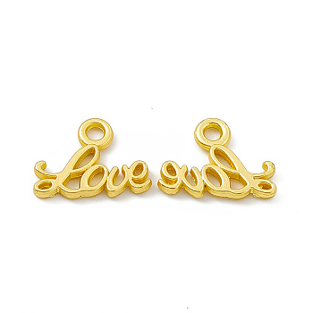 Rack Plating Alloy Charms, Cadmium Free & Lead Free & Nickle Free, Word Love Charm, Matte Gold Color, 10x13x1.5mm, Hole: 1.8mm